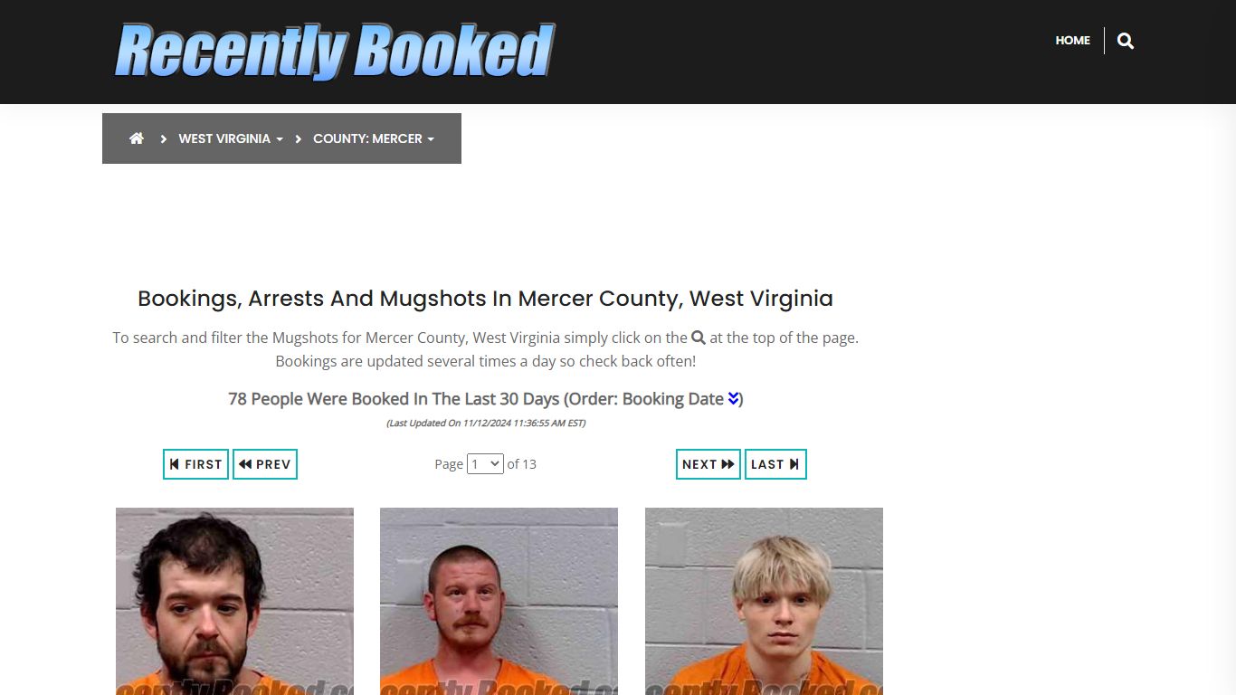 Bookings, Arrests and Mugshots in Mercer County, West Virginia